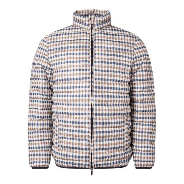 Aquascutum Mens Checked Mock Neck Active Padded Jacket - Beige
