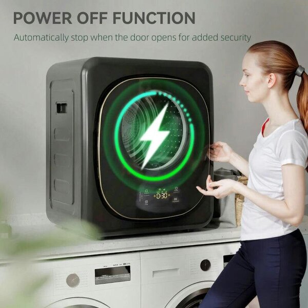 4kg Vented Tumble Dryer with 5 Drying Mode, 800W Compact Freestanding Front Tumble Dryer, Black
