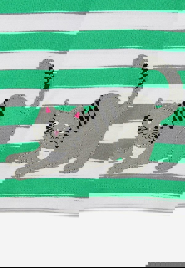 Organic Green Kitten Applique Long - Sleeved T-Shirt - Toby Tiger