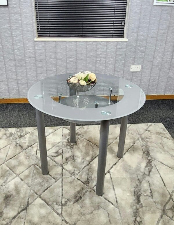 Kosy Koala Glass Grey Dining Table Round Dining Table Dining Room Kitchen Furniture