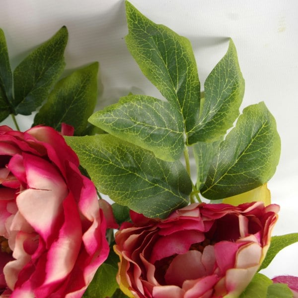 Leaf 52cm Artificial Peony Plant Pink