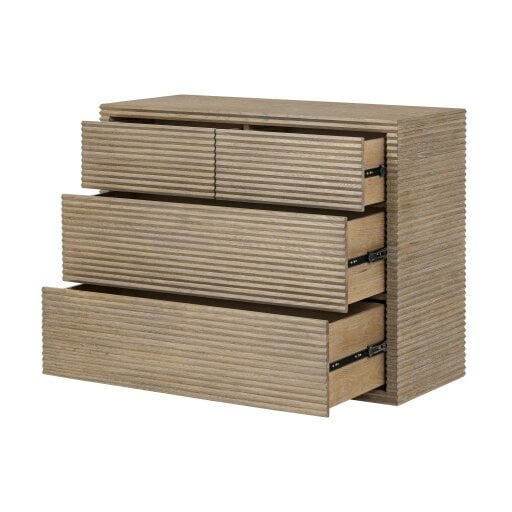 Wyld Haus Mandarina Weathered Oak Ribbed 4 Drawer Chest