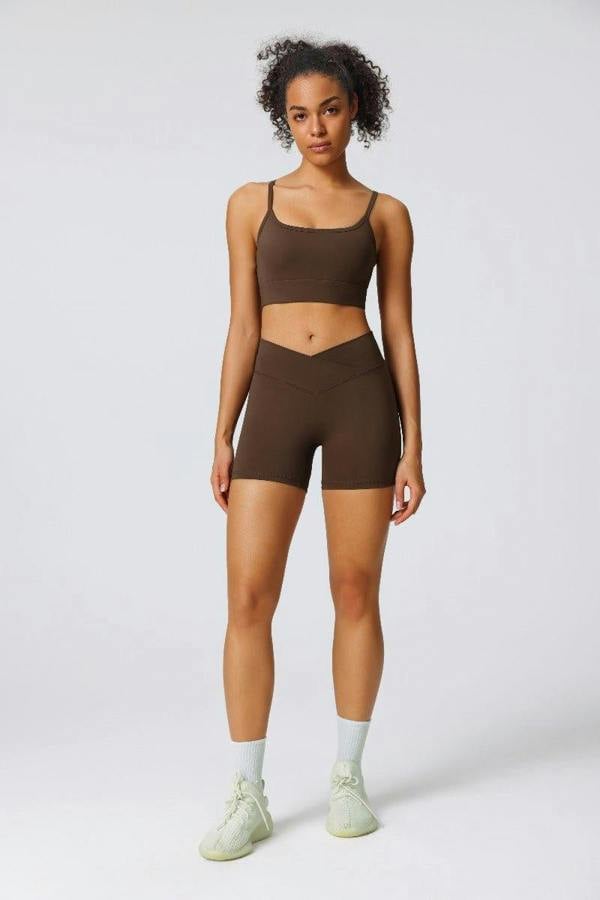 Anniou High Waist Crossover Yoga Shorts