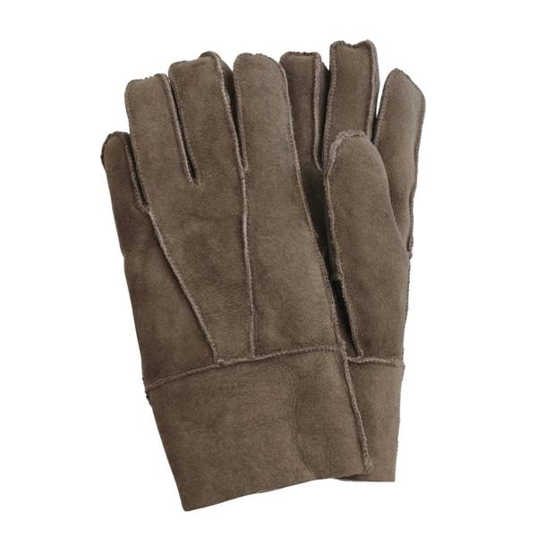 Unisex Suede Leather Shearling Wool Lined Thermal Gloves - Brown - Infinity Leather - 13