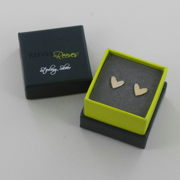 Cariad Heart Sterling Silver Stud Earrings - Reeves & Reeves