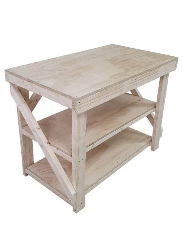 Arbor Garden Solutions Wooden Workbench Superior Strength 18mm Plywood Top With Double Shelf