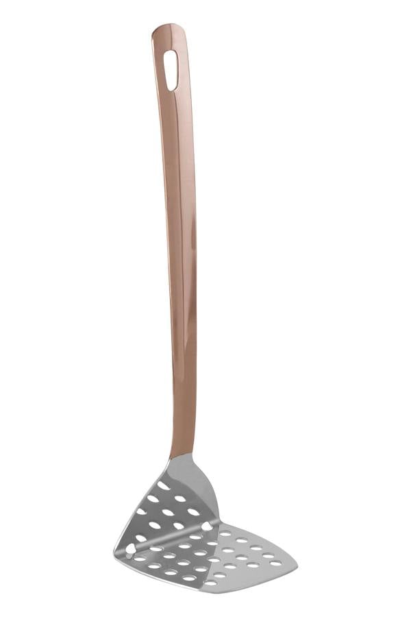 Interiors by Premier Copper Finish Potato Masher,Durable Metal Masher With Perforated Head,Vegetable Masher With Hanging Loop