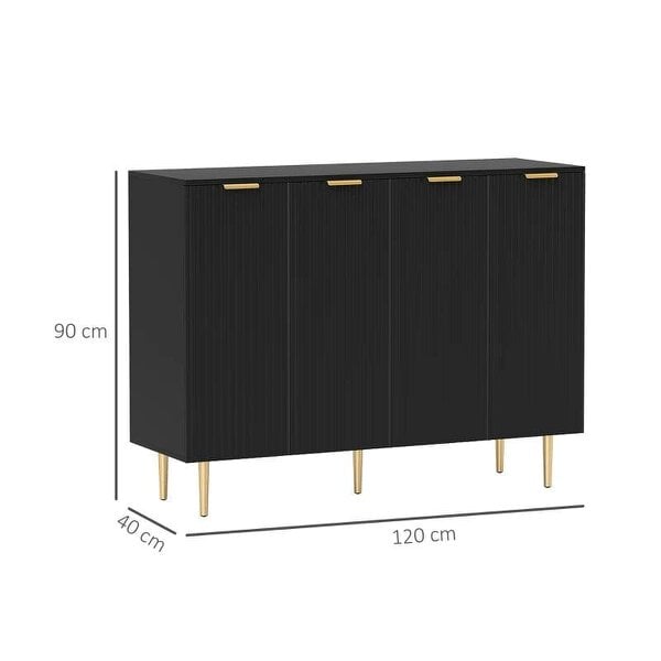 Sideboard Buffet Cabinet, Modern Kitchen Storage Cabinet with Adjustable Shelves and Metal Legs, Black