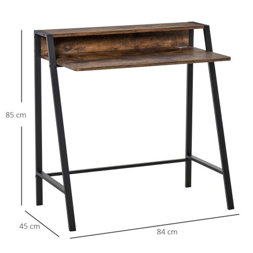 Wyld Haus Hala 84cm Rustic Brown Compact Writing Desk With Integrated Storage Shelves