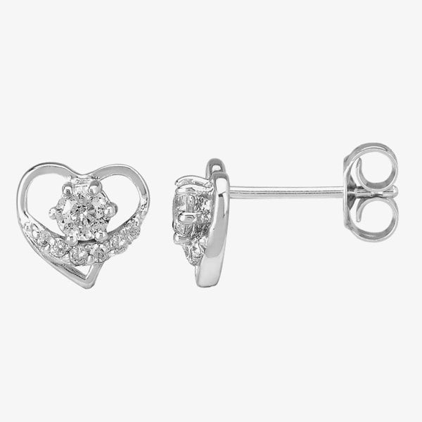 T. H. Baker Sterling Silver Cubic Zirconia Wrapped Heart Stud Earrings E4432 3A