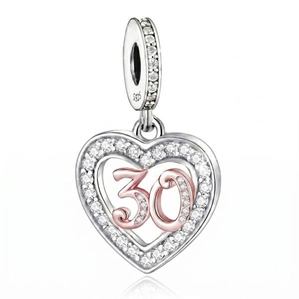 21st Birthday Charm Pandora Compatible 925 Sterling Silver Dangle, Heart Gift for Daughter Bracelet