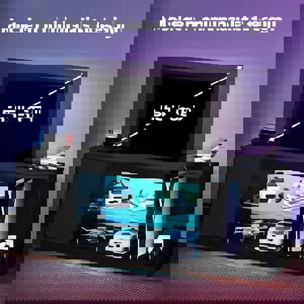 Levede TV Stand Entertainment Unit TV Cabinet Stand Storage with LED 140cm Black