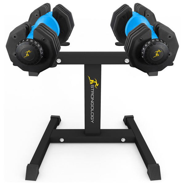 Strongology Urban25 Blue Adjustable Dumbbell Pair with Free Durable Steel Adjustable Urban25 Dumbbell Floor Stand