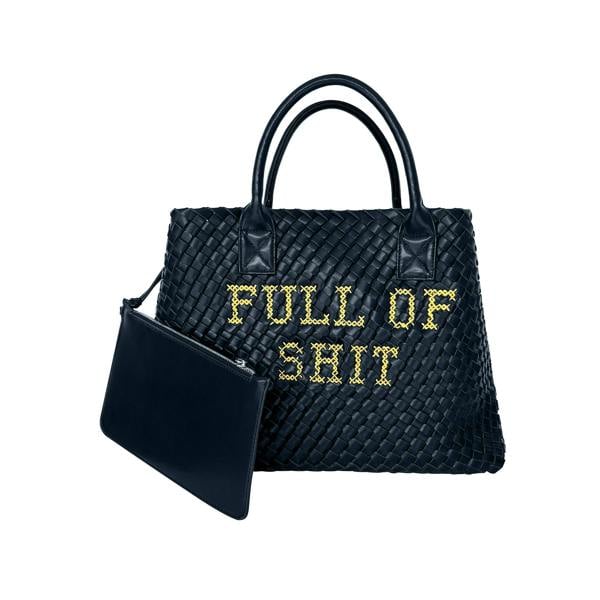 Lilly Loves Vegan FULL OF SHIT Woven Handbag