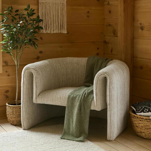 Wyld Haus Mirmande Soft Grey Minimalist Curved Accent Armchair