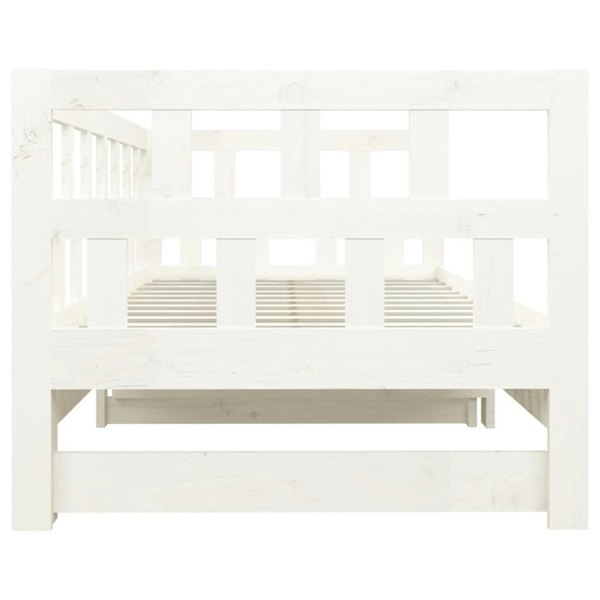 Berkfield Pull-out Day Bed White Solid Wood Pine 2x(90x190) cm