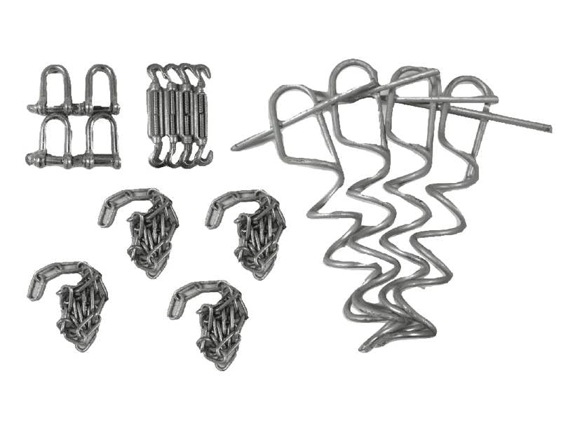 Static Caravan Chain Down Kit with Screw Picket Anchors (Soft Base Tether)