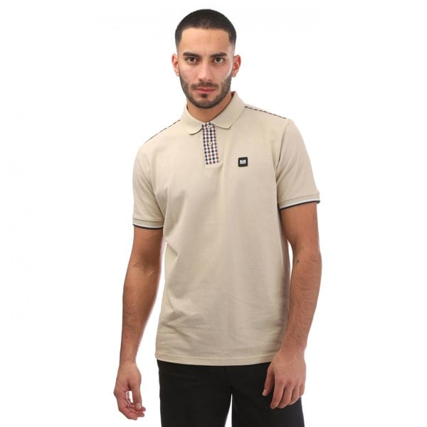 Weekend Offender Mens Teresina Checked Trim Polo Shirt - Stone