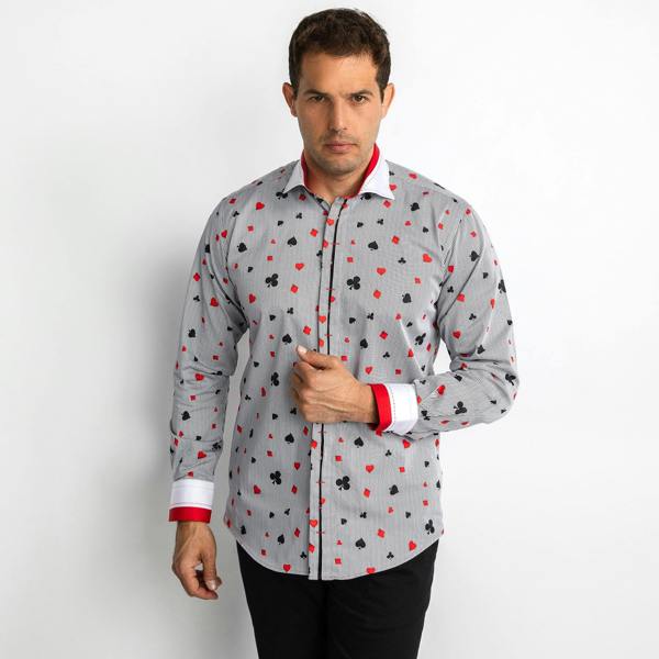 CARD SYMBOLS PRINT SHIRT – Premium Men's Patterned Shirt by Claudio Lugli | Bold Design, Tailored Fit, Best Printed Shirts