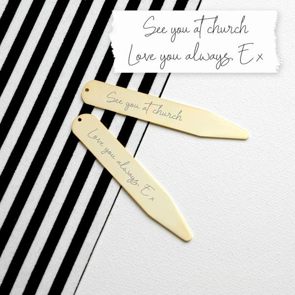 Abode Home & Gifts Personalised 18k Gold Plated Handwriting Collar Stiffeners