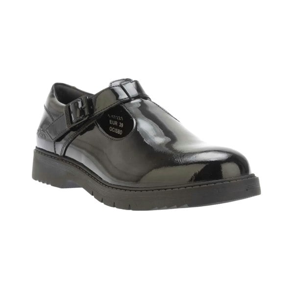 Kickers Girls Finley Patent Leather T-Bar Shoes - Black