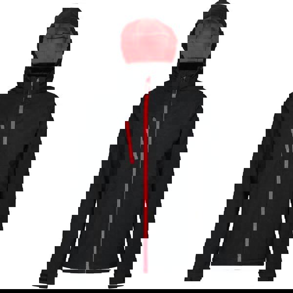 Regatta Mens Venturer Hooded Soft Shell Jacket - Black/Classic Red