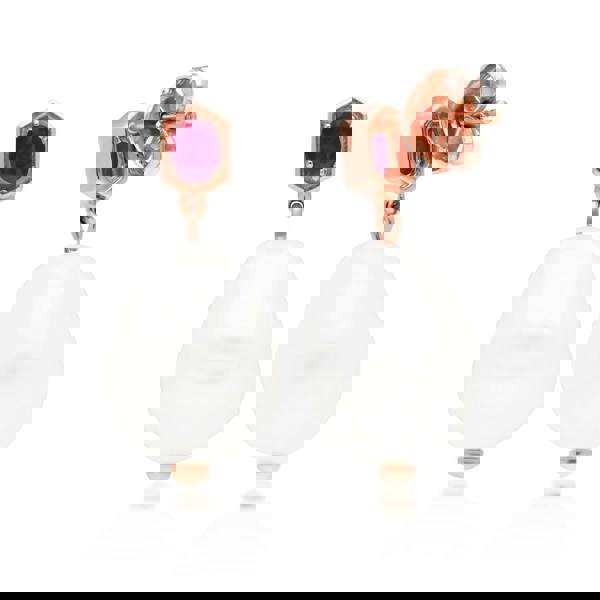 270E030502925 Modern Baroque Pearl & Ruby Drop Earrings in Rose Gold Plated Silver 3