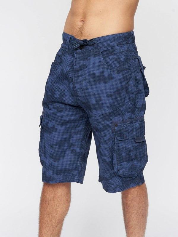 Crosshatch Hanwhere Combat Shorts Navy Camo