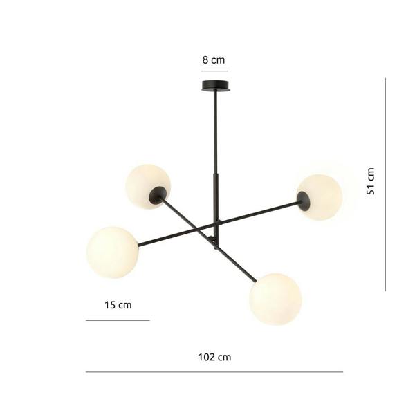 Emibig LINEAR Pendant lamp 4 x E14 Black with White Shade