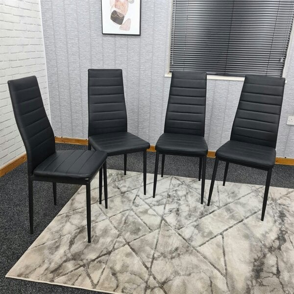 Kosy Koala Dining Chairs Set of 4 Black Leather Kitchen Chairs