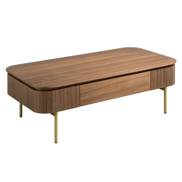 Angel Cerdá Rectangular Coffee Table in Walnut and Gold Polished Steel 2108