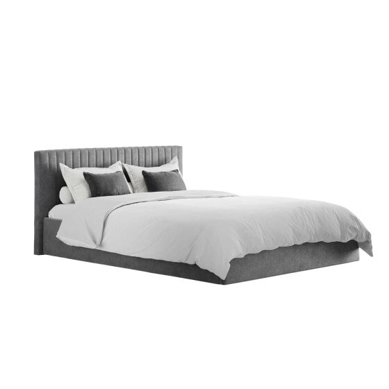 Wyld Haus Dublin Silver Upholstered 4ft6 Double Ottoman Bed with Ribbed Headboard