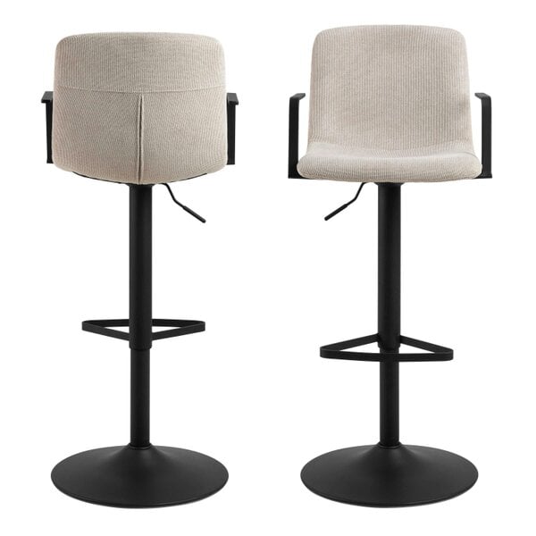 Wyld Haus Set of 2 Bamako Swivel Beige Chenille Bar Stool Adjustable Height