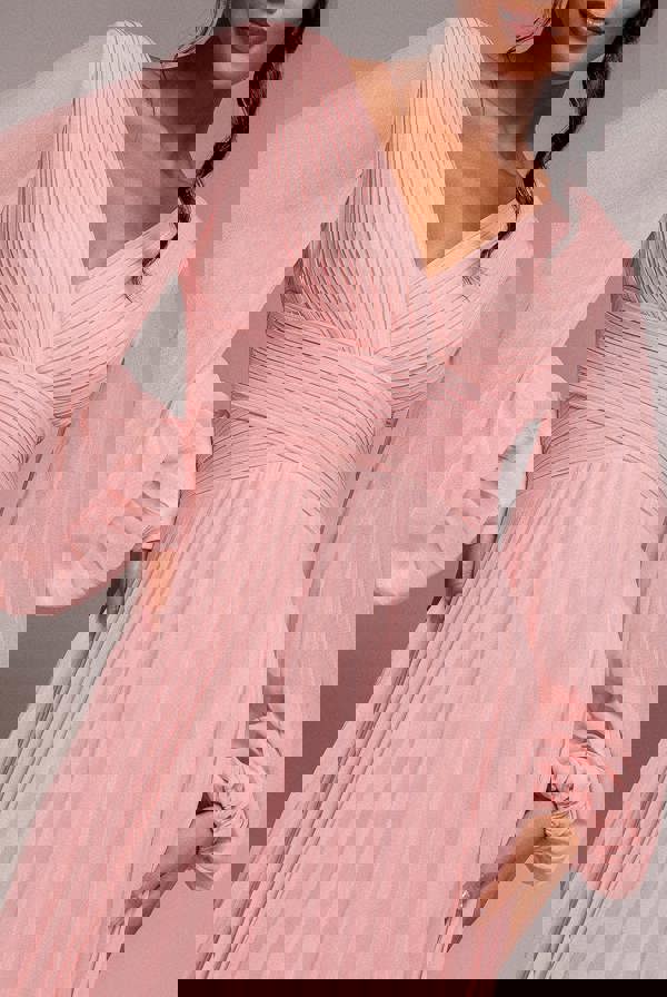 Balloon Sleeve Chiffon Maxi Dress - Blush Pink DR3041QZ