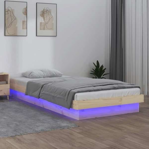 Berkfield LED Bed Frame 90x190 cm Single Solid Wood