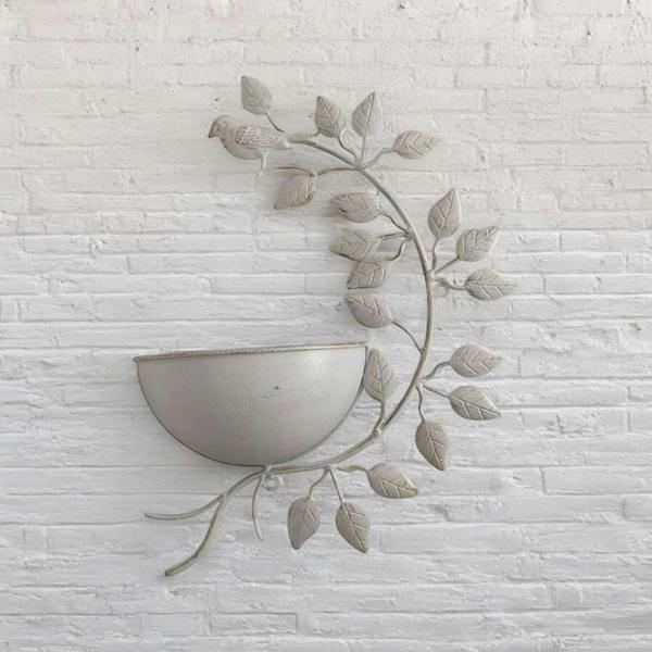 42CM CREAM METAL GARDEN PLANTER