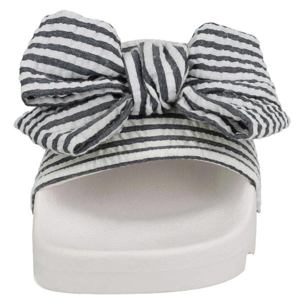 Spot On Ladies Spot On Striped Bow Vamp Sliders