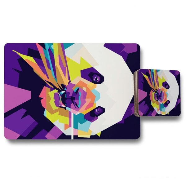 Benjamin Tate Design Colorful pop art of Panda (Placemat & Coaster Set)