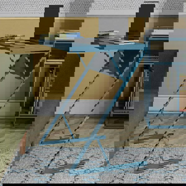 Dorel Home Regal Accent Table Laptop Desk in Metal Blue