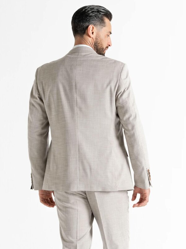 V2 Classic Kensignton Three Piece Suit - Cream with Light Brown Checks