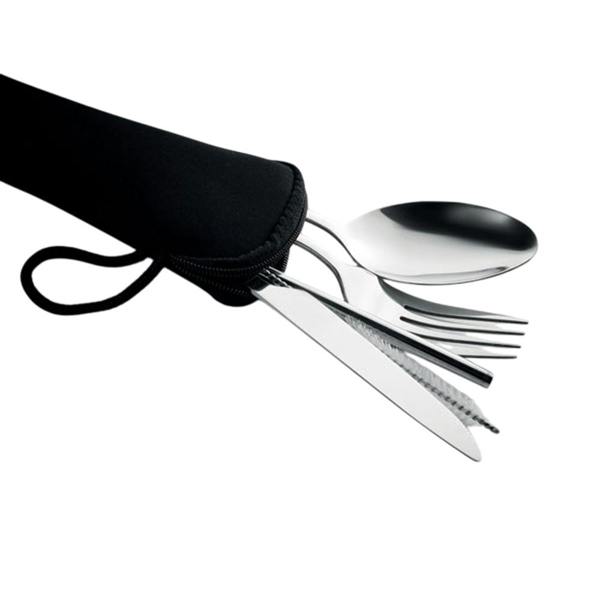 MidOcean 5 Service Reusable Stainless Steel Cutlery Set Set - Black - 