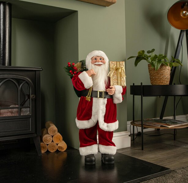 Samuel Alexander 60cm Red Standing Santa with Gift Sack Christmas Indoor Decoration