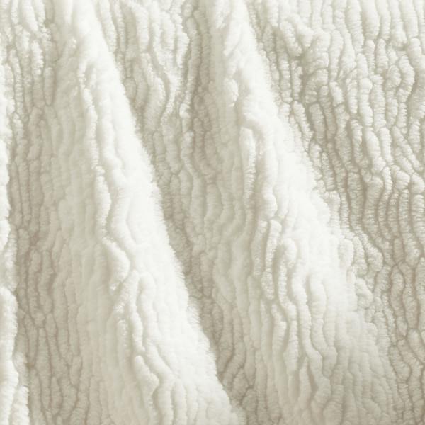 Catherine Lansfield Textured Wave Faux Fur Blanket Throw Cream
