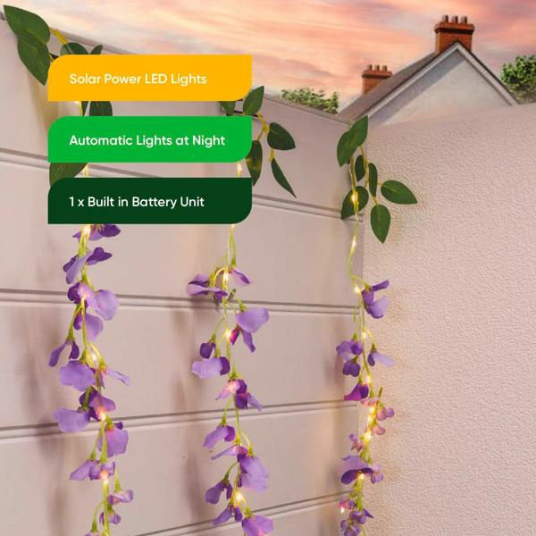 Gardenwize Solar Hanging Lights – Wisteria Flower 6 Piece Set with 60 LED Garden Lights