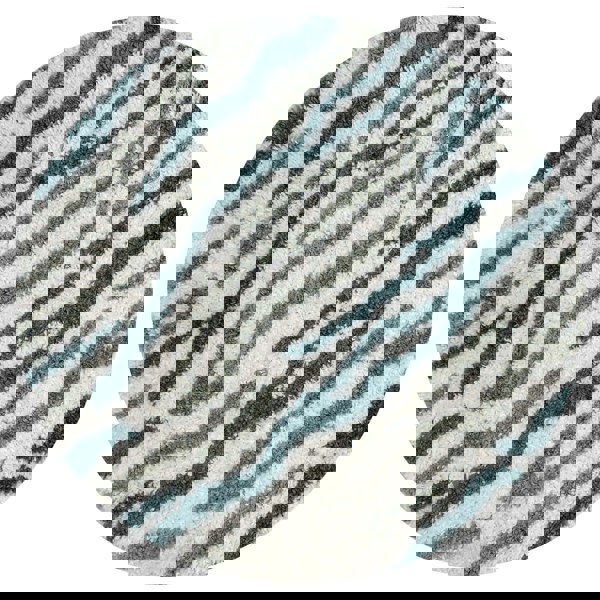 Moodi Shaggy Green Rug, abstract design, 30 mm plush pile | THE RUGS