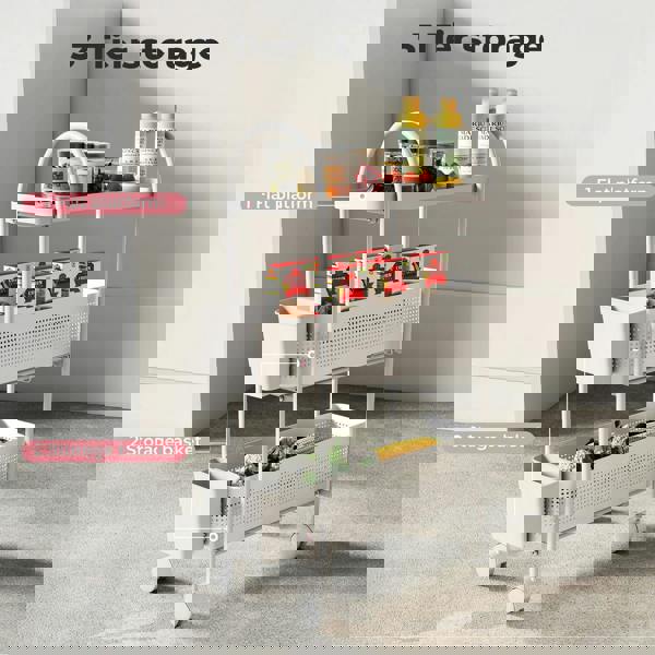 Levede 3 Tier Narrow Trolley Cart on Wheels Pull out and Hanging Storage Basket