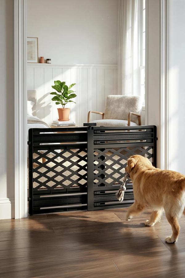 Living and Home Indoor Extendable Pet Gate Barrier for Door