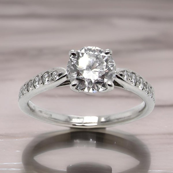 A Tiffany solitaire diamond ring