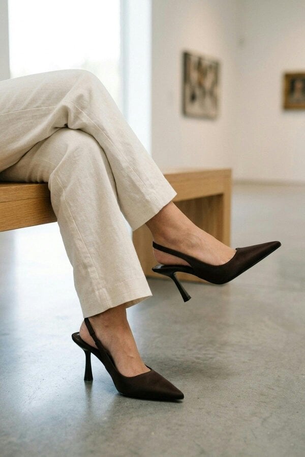 ikrush Sloane Satin Pointed Toe Slingback Heels