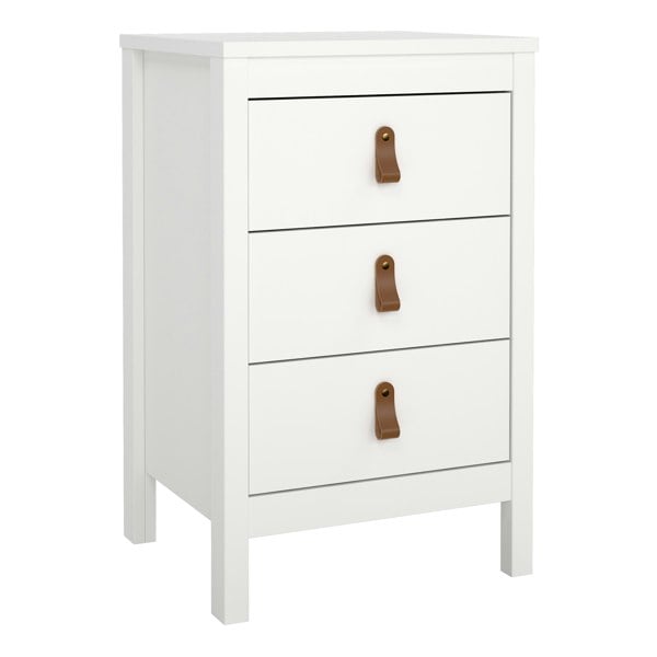 Furniture To Go Barcelona Bedside Table 3 Drawers in White